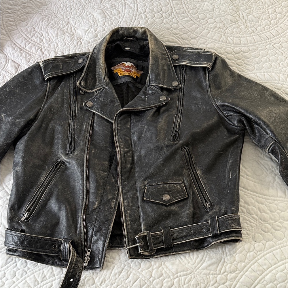 Harley-Davidson Distressed Black Leather Jacket